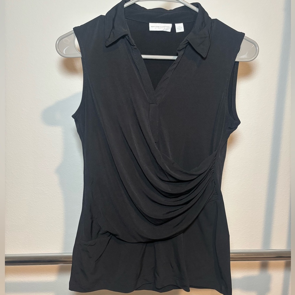New York and Company Black Drape Top